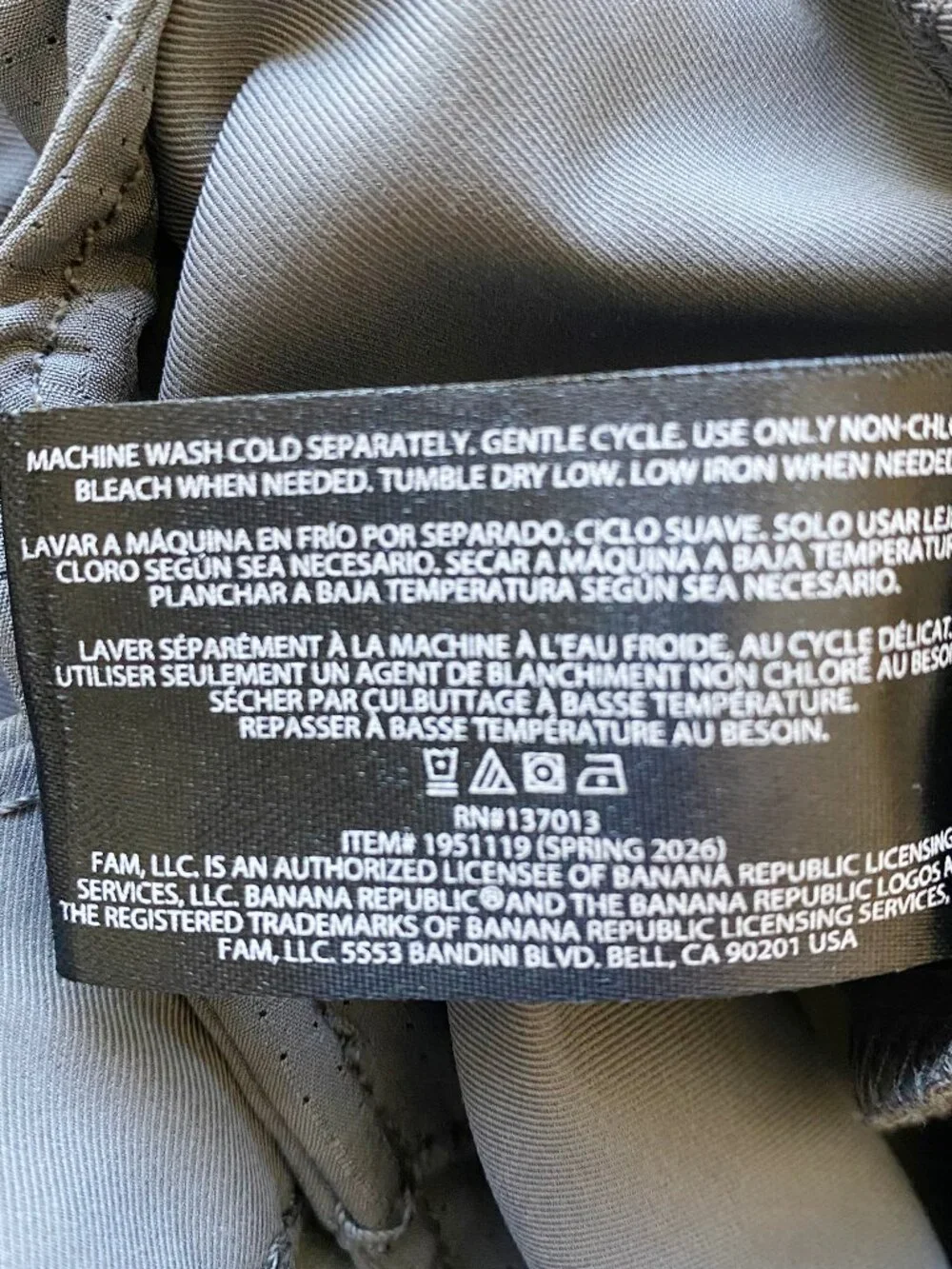 Banana Republic 36x29 Commuter Flex Pants Gray Travel Stretch Water Repellent